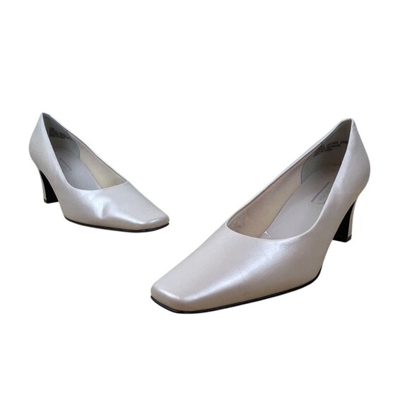 Nordstrom Women’s Rose Leather Block Heel Square Toe Glide Pumps Size 10M - Picture 1 of 8